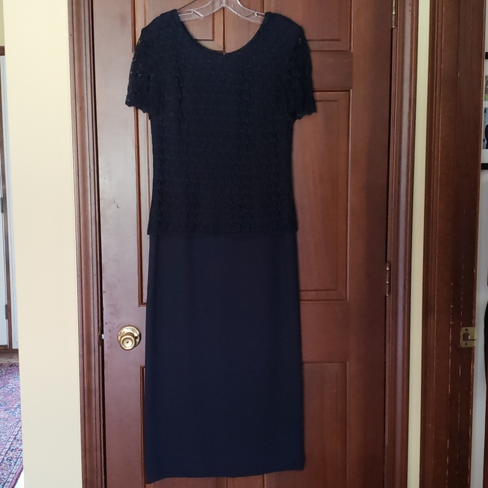 Talbot's formal Navy tea length dress